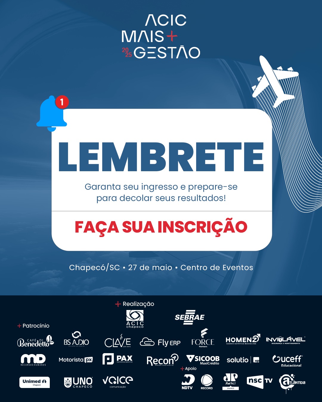 Imagem da notícia ACIC+Gestão 2025 grava chamada especial para evento no Aeroporto de Chapecó
