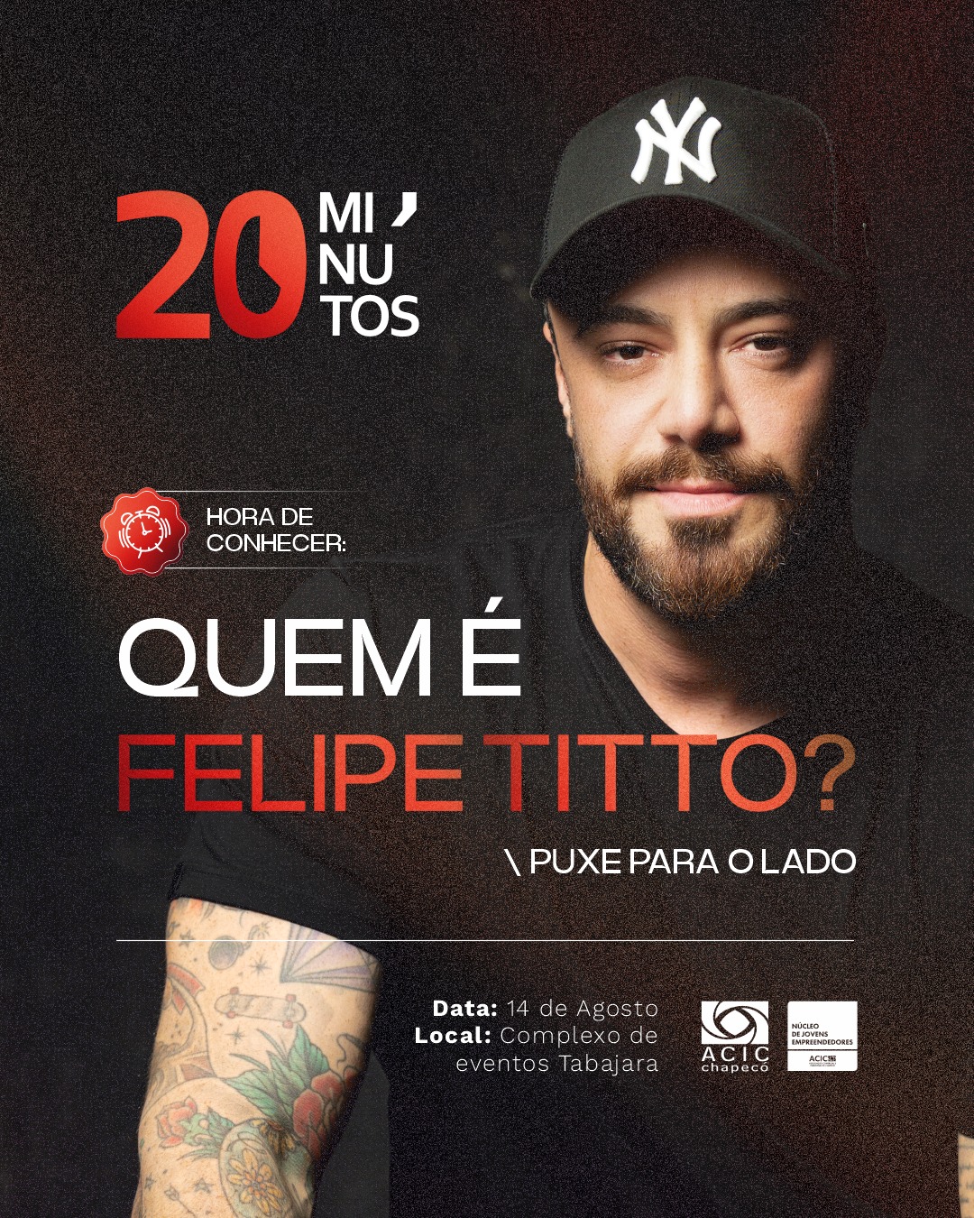 Imagem da notícia Felipe Titto palestra no 20 Minutos 2025